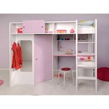 Les lits mezzanine sont généralement aussi bien adaptés pour les filles que pour les garçons. Lit Mezzanine Design Rose Et Blanc Avec Rangement Pour Fille