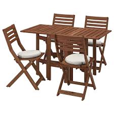 Applaro Table And 4 Folding Chairs Outdoor Brown Stained Froson Duvholmen Beige Ikea In 2020 Ikea Applaro Klappstuhl Stuhle