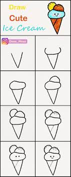 Learn How To Draw A Cute Ice Cream Cone Step By Step Very Simple Tutorial Icecream Drawin Easy Drawings For Beginners Easy Drawings Drawing Tutorial Easy