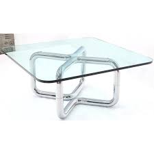 Assemble and cut round table top. Rounded Corners Square Coffee Table On Thick Bent Tube Chrome Base Chairish