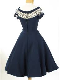 Bettie Page Dresses 1950s Inspired Navy Blue Swing Dress Prom Dresses Ball Gown Red Ball Gowns Ball Gowns Prom