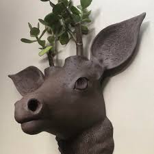 (zebra) 4.5 out of 5 stars. Ceramic Mural Deer Head Planter Pottery