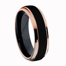 Rose gold rings are a unique option, too. 6mm Ladies Or Men Titanium Rose Gold And Black Wedding Band Ring Ebay