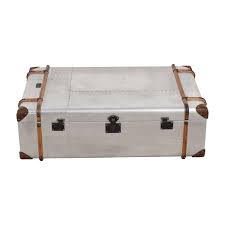 Trunk table, luggage case, interiors magazine, steamer. 67 Off Restoration Hardware Restoration Hardware Richard Trunk Metal And Leather Coffee Table Tables