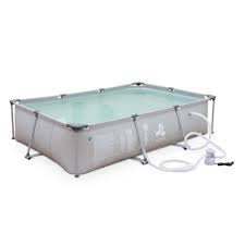 Piscine Tubulaire Tanzanite Grise Piscine Rectangulaire 3x2m Avec Pompe De Filtration Piscine Hors Sol Armature Acier