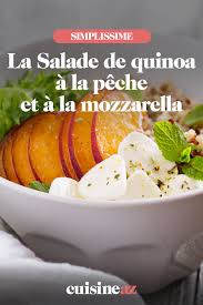 Salade De Quinoa A La Peche Et A La Mozzarella Recette Salade De Quinoa Recettes De Cuisine Recette Fraicheur Ete