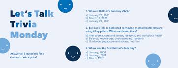 Take our online health quizzes to test your knowledge on health, fitness, diet, and nutrition. Bell Let S Talk Day Trivia Contest Student Wellness The University Of Winnipeg
