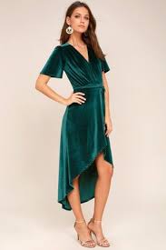 Amour Teal Green Velvet High Low Wrap Dress Teal Green Dress Teal Cocktail Dress Green Velvet Dress