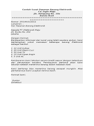 Minggu 27 juni 2021 hari min. Surat Pemesanan Barang