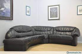 beau salon cuir noir 270x220 cm moderne a vendre