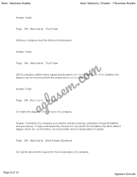 Ncert Solutions For Class 11 Business Studies Chapter 7 Formation Of A Company Aglasem Schools