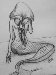 Black And White Mermaid Sketch Draw Black And White Meremaid Mermaid Drawings Mermaid Sketch Sketches