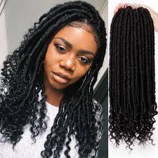 Mixed Black And Burgundy Braids Straight Faux Locs With Curly Ends Goddess Locs Crochet Hair 6 Packs Lot Black Crochet Twist Braids 24 Strands Faux Locs Hairstyles Burgundy Hair Twist Braids