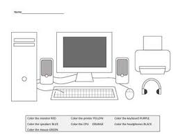 Black And White Computer Parts Name And Pictures Parts Of A Computer Worksheets Including Laptop Diagram Elementary Computer Lab Computer Education Computer Lessons