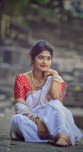 Portrait Of Girl In W H I T E S A R E E The Look Of Girl Is Like As Kashibai In Movie Of Bajiraomast Photography Poses Women Indian Photoshoot Portrait Girl