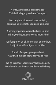 The Perfect Funeral Poem For A Wife Mother Or Grandmother Funeral Poems Mom Poems Funeral Quotes