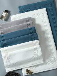 The depressed bands on the surface of this towel act as water channels to regulate the absorption of water. 45x75cm White Deep Blue Grey 100 Cotton Bath Mat Towel Pedal Floor Mat Rug Bathroom Towel Foot Pad Water Absorption Non Slip Bath Mats Aliexpress