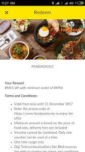 Find the latest foodpanda promo code at rewardpay malaysia ✅ 5 active foodpanda promo codes verified 22 minutes ago ⭐ today's coupon: Foodpanda Voucher Code Rm15 Off Rm50 Minimum Purchase Until 31 December 2017