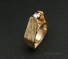 Raven Ring Gold Diamond By David A Neel Kwakiutl Native American Wedding Rings Indian Wedding Rings Gold Diamond Rings