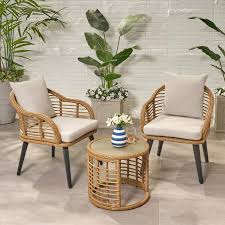Aitken Coddington Outdoor Boho 3 Piece Rattan Seating Group With Cushions In 2020 Small Balcony Decor Aesthetic Room Decor Small Outdoor Chairs
