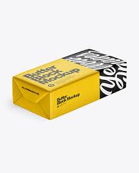 Matte Metallic Butter Block Mockup In Packaging Mockups On Yellow Images Object Mockups