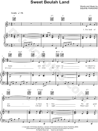 Squire Parsons Sweet Beulah Land Sheet Music In F Major Transposable Download Print Gospel Song Lyrics Sheet Music Southern Gospel Sheet Music