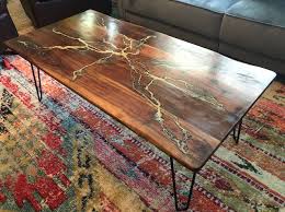 Lightning Wood Coffee Table Lichtenberg Figures With Hairpin Legs Coffee Table Wood Coffee Table Lichtenberg Figures