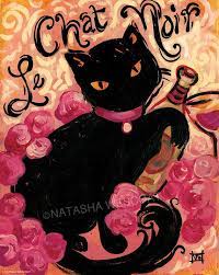 Chic Paris France Le Chat Noir Original Painting By Wescoatart 320 00 Chat Noir Chat Art