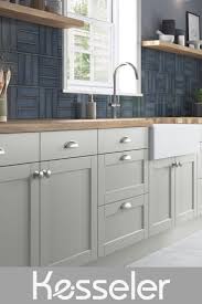 Goodhome 38mm kala matt grey concrete effect laminate & particle board. Light Grey Shaker Kitchen With Wood Worktop Grey Shaker Kitchen Modern Shaker Kitchen Kitchen Design Small