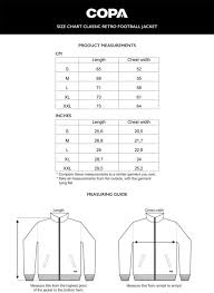 Size Chart Classic Retro Football Jacket Cm Inch Copa