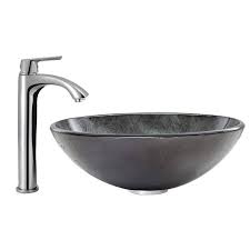 Vigo gray onyx glass vessel bathroom sink. Gray Onyx Glass Circular Vessel Bathroom Sink With Faucet Glass Vessel Sinks Sink Glass Vessel