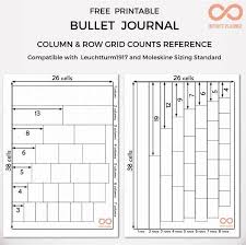 Bullet Journal Column And Row Grid Counts Reference Free Printable Bullet Journal Printables Bullet Journal Ideas Pages Bullet Journal Dot Grid