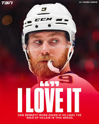 Sam Bennett embracing his villain role. 🦹‍♂️