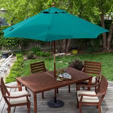 Outdoor Brown Conventional Varnished Wooden Dining Set With Green Patio Umbrella Also Cheap Patio Furniture Sets For Patio Table Umbrella Patio Umbrella Patio