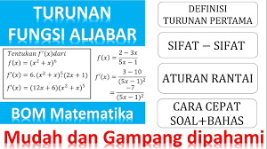 Cara cepat turunan fungsi dengan menggunakan rumus turunan perkalian dan pembagian. Turunan Fungsi Aljabar Definisi Turunan Aturan Rantai Turunan Cara Cepat Turunan Youtube