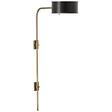 We love that the pulley wheel is actually functional. Overture Antique Brass And Black Plug In Wall Lamp 41n60 Lamps Plus