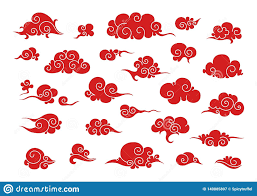 Asian Clouds Japan Chinese Cartoon Blue Element China Sky Background Cute Cloudy Pattern Vector China Cloud Stock Chinese Cartoon Vector Illustration Cartoon