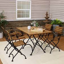 Many of our collapsible tables and chairs can be used inside and outside, so they work well for picnics or outdoor farmer's markets. Sunnydaze Essential European Chestnut Wood 5 Piece Folding Table And Chairs Set Modern Wooden Indoor Outdoor Dining Table Set Perfect For The Patio Yard Front Porch Lawn And Balcony Walmart Com