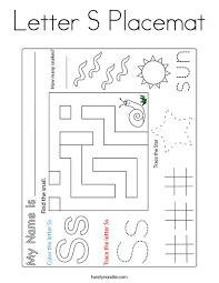 You need to use these image for. Letter S Placemat Coloring Page Twisty Noodle