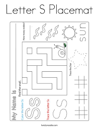 Orange placemat coloring page that you can customize and print for kids. Letter S Placemat Coloring Page Twisty Noodle