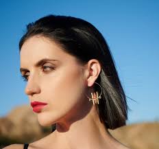 Gold Wire Wrapped Red Jasper Geometric Hoop Earrings