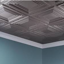 Fasade Ceiling Tile 2x4 Direct Apply Traditional 3 In Brushed Nickel Tin Ceiling Tiles Tin Ceiling Ceiling Tiles