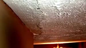 The kitchen ceiling before renovations: How To Repair Sagging Textured Stipple Popcorn Ceiling Youtube