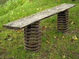 Exclusive Bench From Piece Of Wood And Old Car Springs Car Part Furniture Car Parts Decor Car Furniture