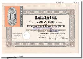 If you still can't access gladbacher bank login then see troublshooting options here. Gladbacher Bank Ag Aktiengesellschaft Von 1922 Namensaktie Letzte Emission