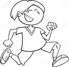 Black And White Cartoon Illustration Of Happy Running Little Boy For  Coloring Book Royalty Free Svg, Cliparts, Vectors, And Stock Illustration.  Image 37683506.
