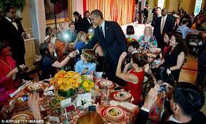 This event's hosts include the daily caller, the international franchise association, the entertainment software association, the national beer wholesalers association and the conservative partnership institute. Uh Oh Another White House Party Crasher President Obama Shows Up At Kids Only White House State Dinner Without An Invite Daily Mail Online
