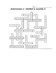 From ecdn.teacherspayteachers.com these puzzles are fun activities intended for students of all ages and ability levels. Avancemos 1 Unit 2 Lesson 2 2 2 Crossword Puzzle By Senora Payne