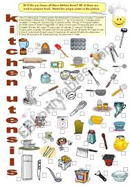 There is a prolonged list of kitchen utensils so whether you are shifting to a new home and looking for the list of essentials kitchen or just after building your english vocabulary, in both cases this article is going to. Food 9 Kitchen Utensils Esl Worksheet By Luciaraposo
