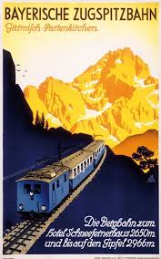 Garmisch Partenkirchen Tourism Bayerische Zugspitzbahn Vintage Travel Poster Reiseposter Zugspitze Zugspitze Bahn